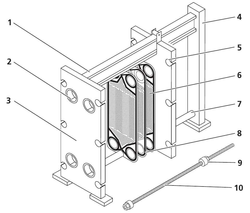 Kelvion GPHE Gasketed Plate Heat Exchanger — technical illustration